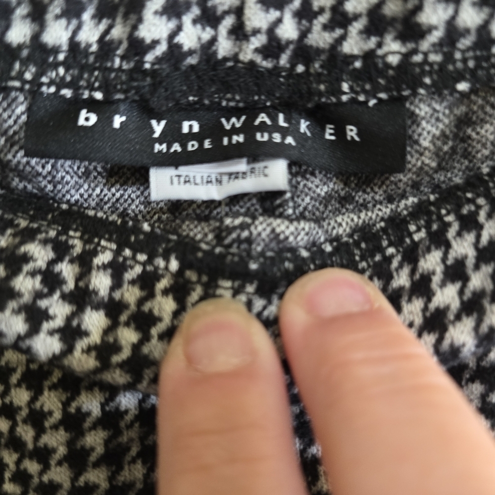 NWT Bryn Walker Houndstooth Wool Blend Cropped Pants Small Pull-on Elastic Waist - Picture 3 of 9